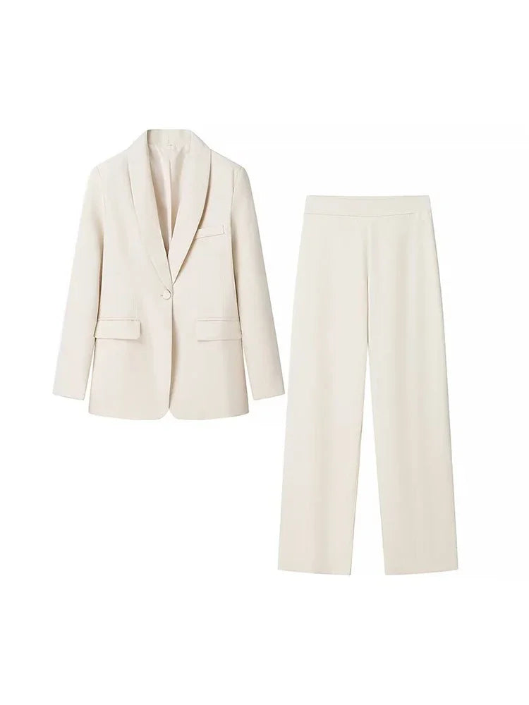 Two-Piece Single Button Blazer Set