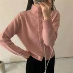 Women's Heavy Knit Stand Collar Cardigan