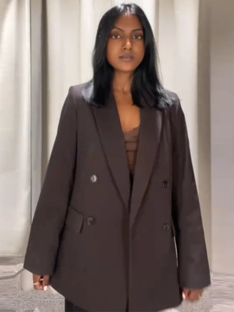 Loose Double-Breasted Short Sleeve Blazer