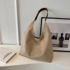 Structured Suede Commuter Shoulder Bag