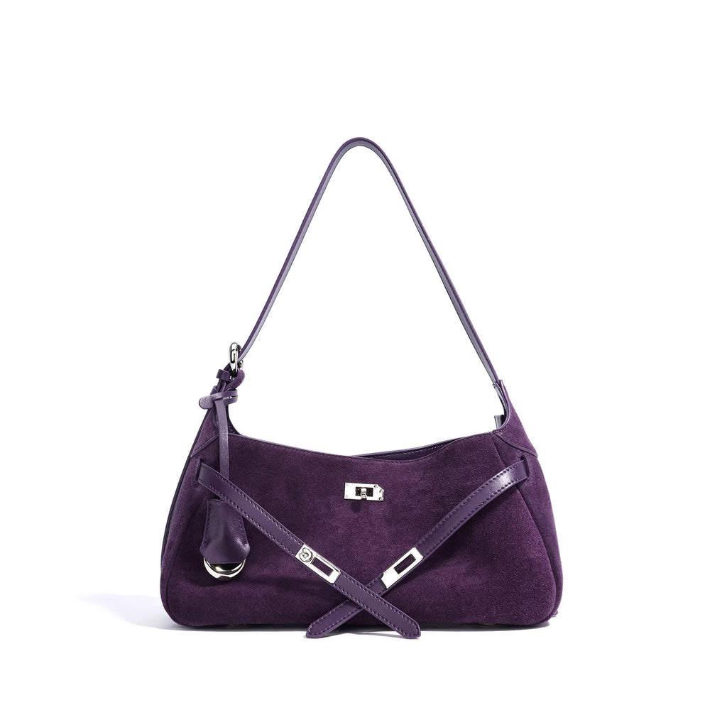 Suede Half Moon Shoulder Bag
