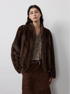 Brown Faux Mink Fur Coat
