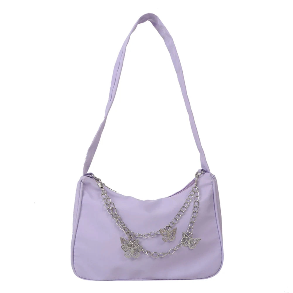 Plaid Oxford Chain Mini Pouch