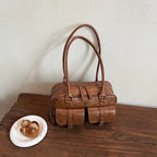 Coffee Brown Letter Crossbody Bag