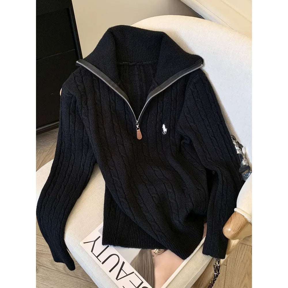 Women's Half-Zip Polo Neck Sweater