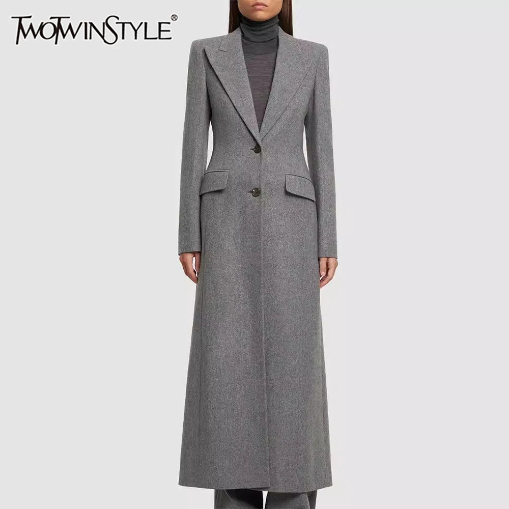 Minimalist Notched Collar Trench Coat