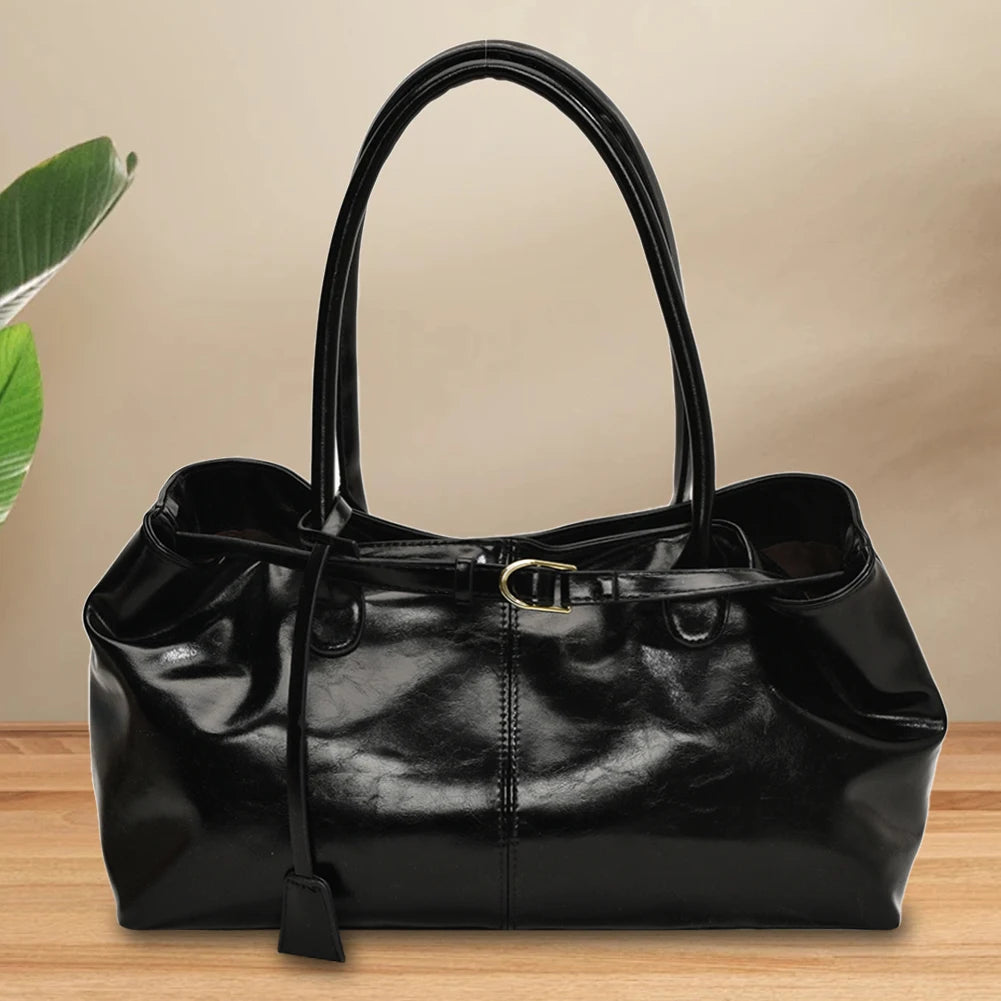 Slouchy Buckle-Closure Hobo Bag