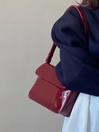Wine Red Lacquer Shoulder Bag