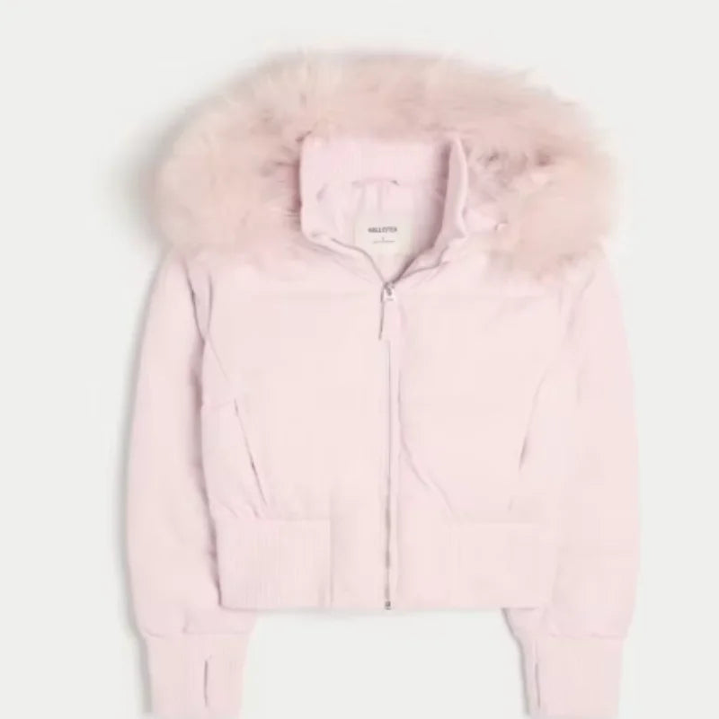 Women's Fur Collar Hooded Puffer Jacket