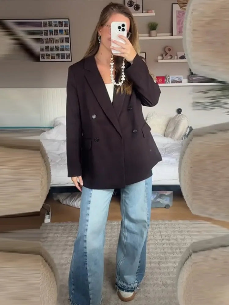 Loose Double-Breasted Short Sleeve Blazer