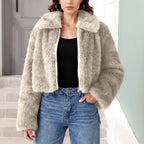 Faux Fur Turn-Down Collar Coat