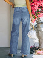 Elastic Waist Wide Leg Jeans