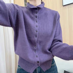 Women's Heavy Knit Stand Collar Cardigan