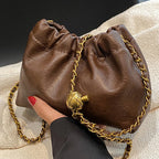 Pleated Chain-Strap Hobo Bag