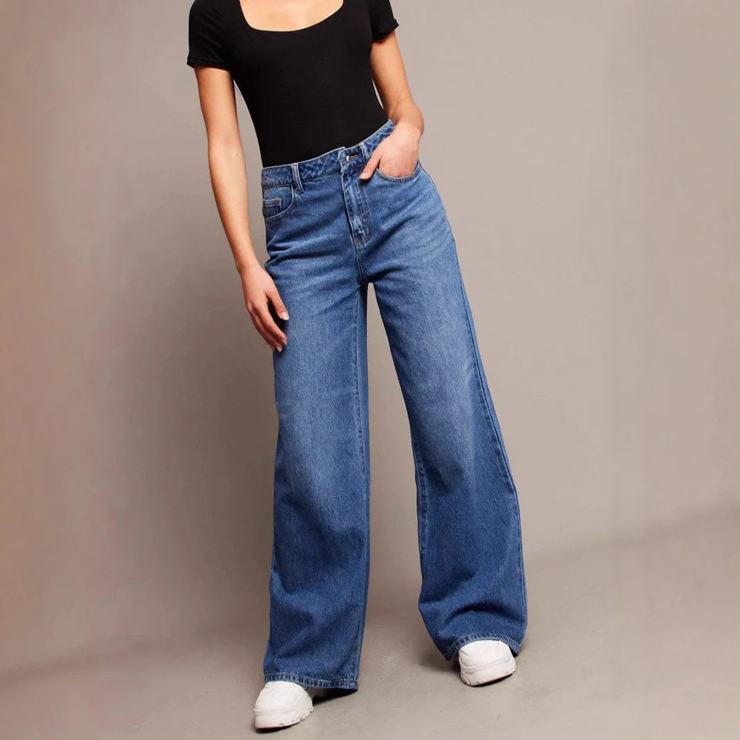 Wide Leg Splicing Denim Jeans