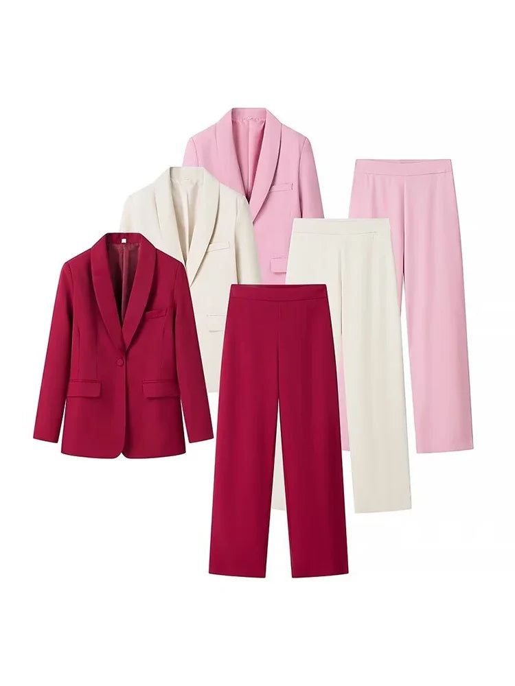 Two-Piece Single Button Blazer Set