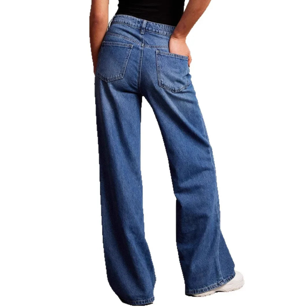 Wide Leg Splicing Denim Jeans