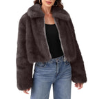 Faux Fur Turn-Down Collar Coat