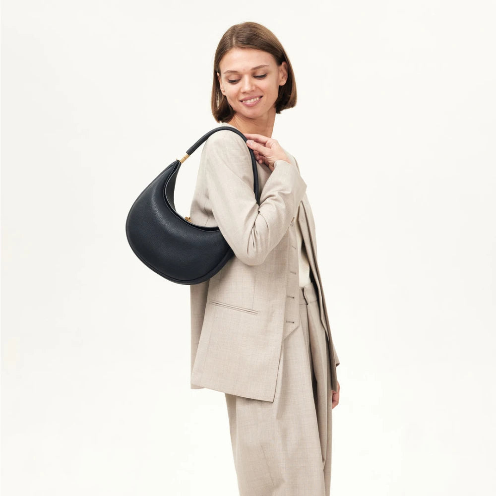 Convertible Half-Moon Leather Travel Tote