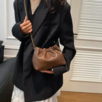 Pleated Chain-Strap Hobo Bag