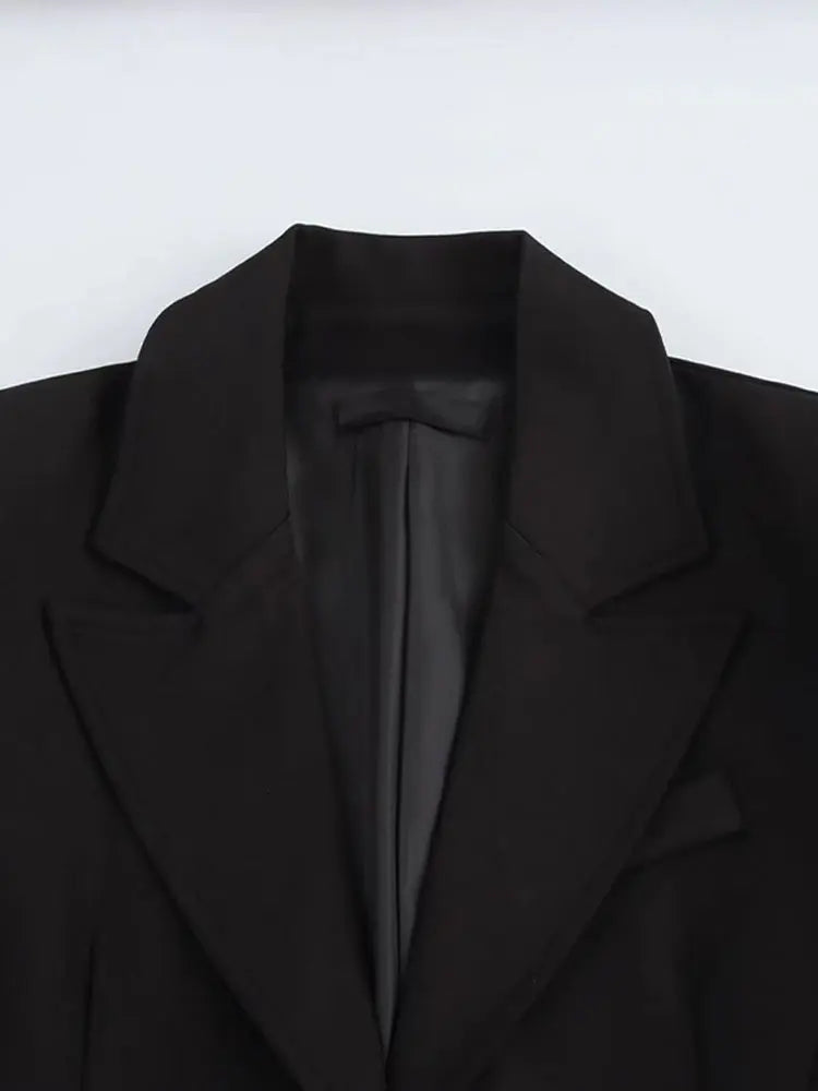 Black Slim Notch Lapel Blazer