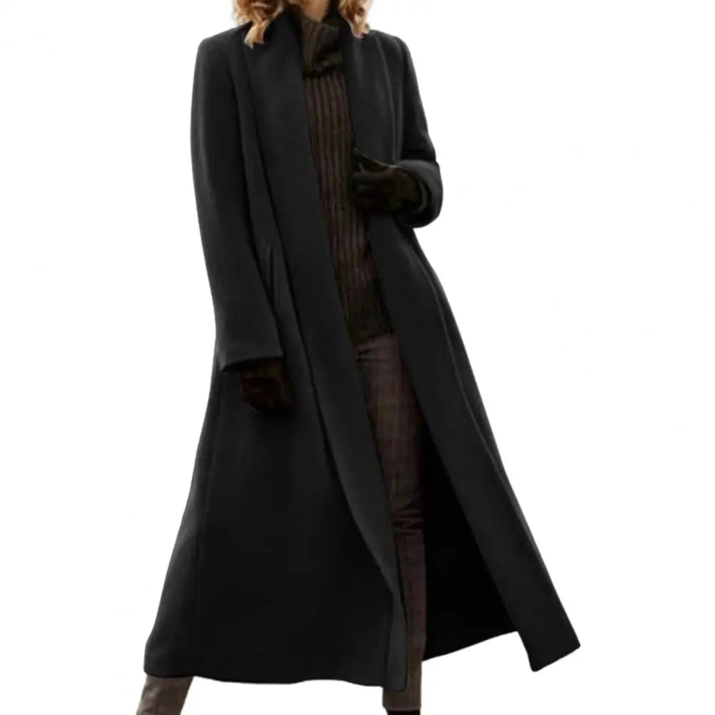 Open Stitch Wool-Blend Long Coat