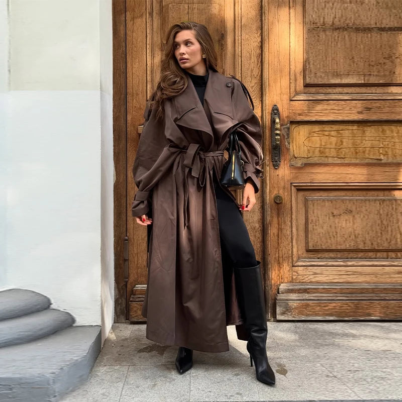 Lace-Up Trench Coat Jacket