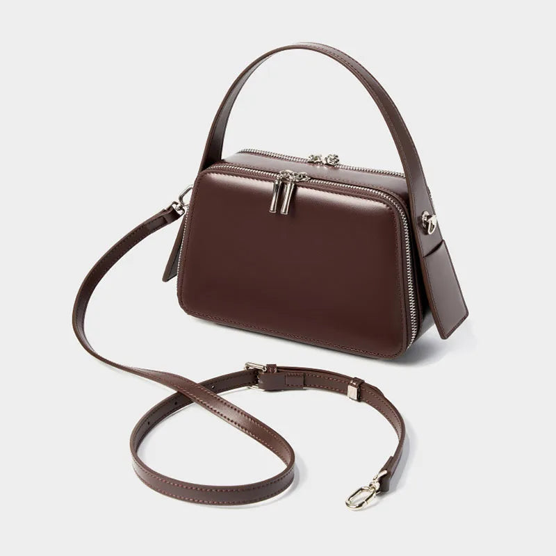 Structured Cowhide Underarm Square Bag