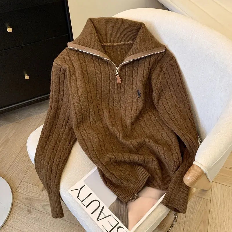 Women's Half-Zip Polo Neck Sweater