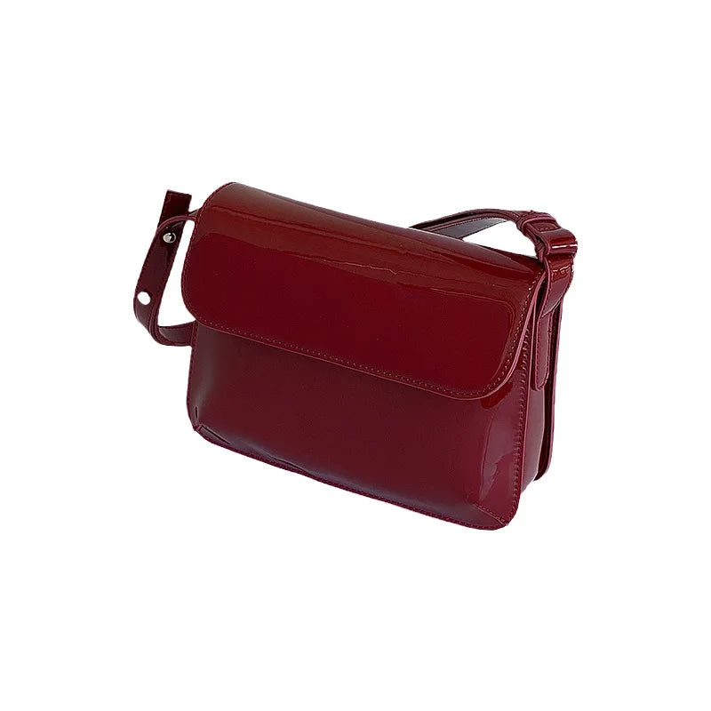 Wine Red Lacquer Shoulder Bag