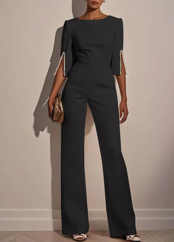 Embroidered Flares Slim Jumpsuit