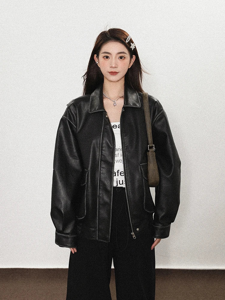 Vintage Distressed Brown Leather Jacket