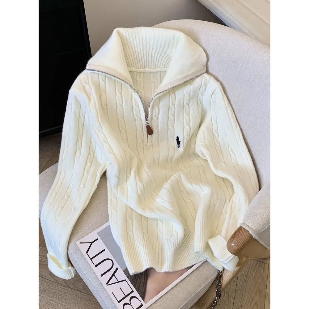 Women's Half-Zip Polo Neck Sweater