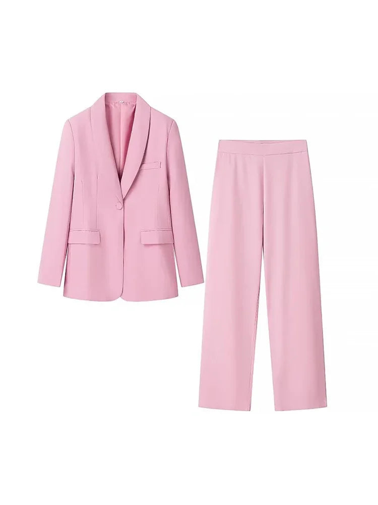 Two-Piece Single Button Blazer Set