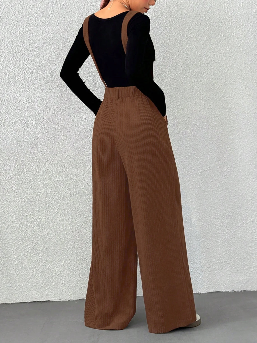 Corduroy Strap Wide Leg Jumpsuit