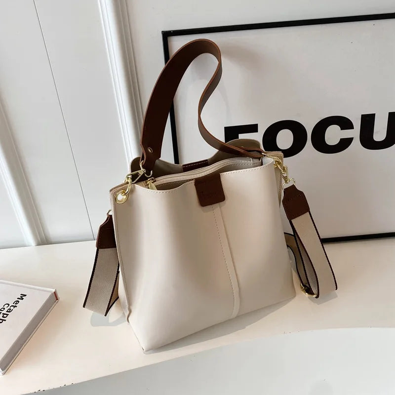 Textured Two-Strap Bucket Bag