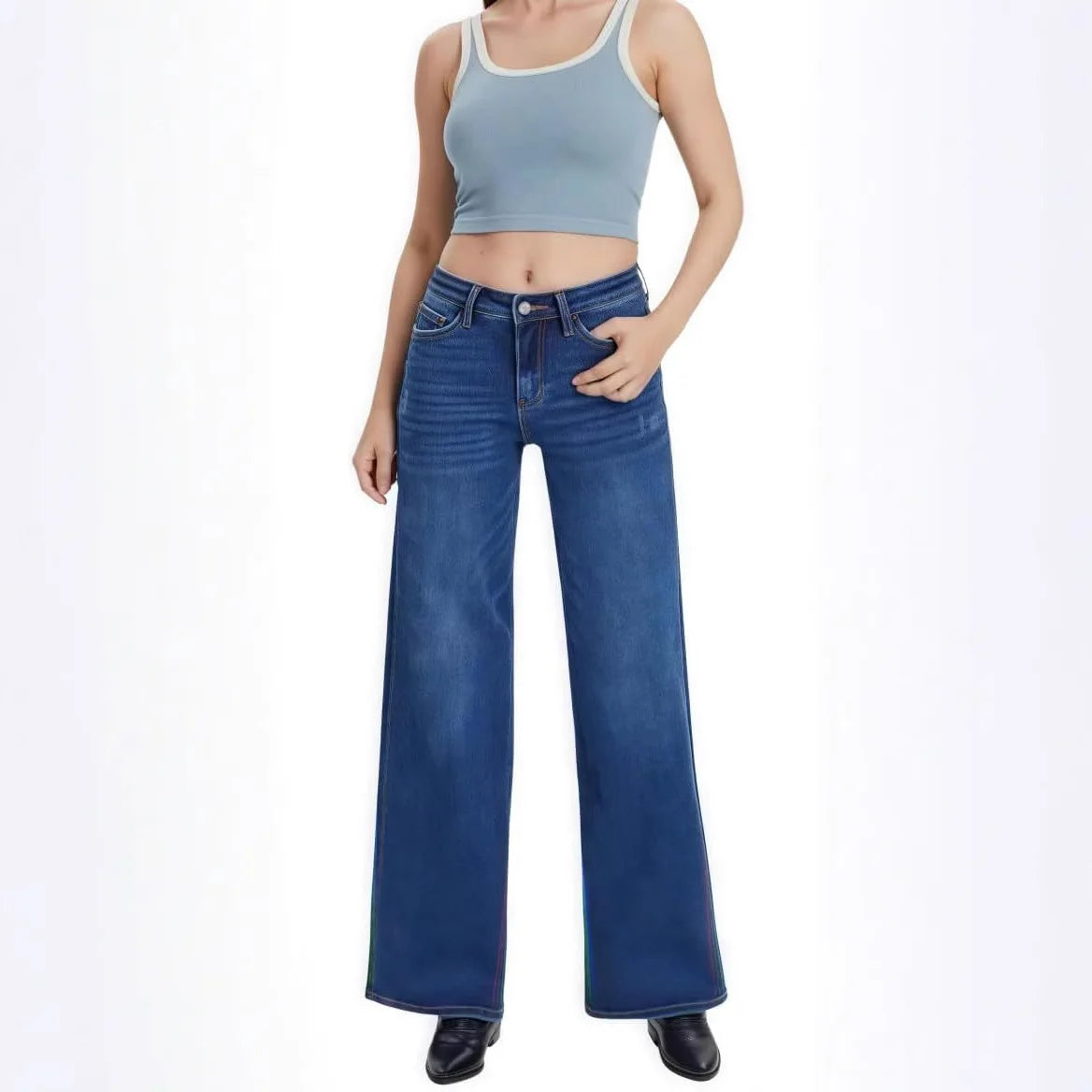 Wide Leg Hip Lifting Jeans
