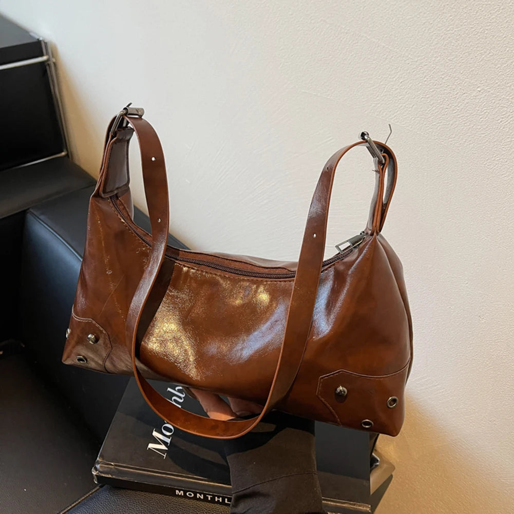 Studded Vintage PU Hobo Bag