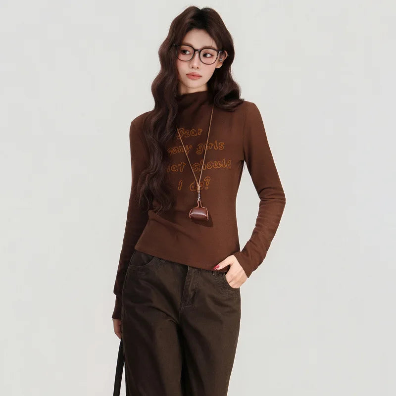 Caramel Letter Print Long Sleeve