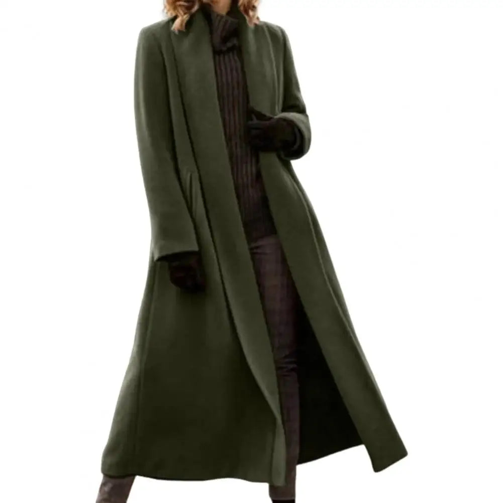 Open Stitch Wool-Blend Long Coat
