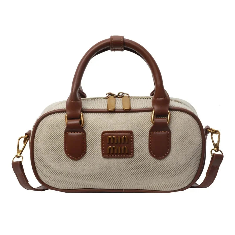 Canvas Baguette Crossbody Messenger Bag
