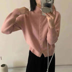 Women's Heavy Knit Stand Collar Cardigan