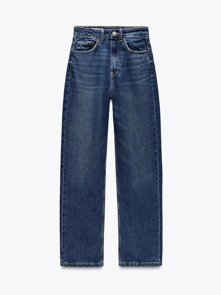 High Waist Zipper Wide Leg Jeans
