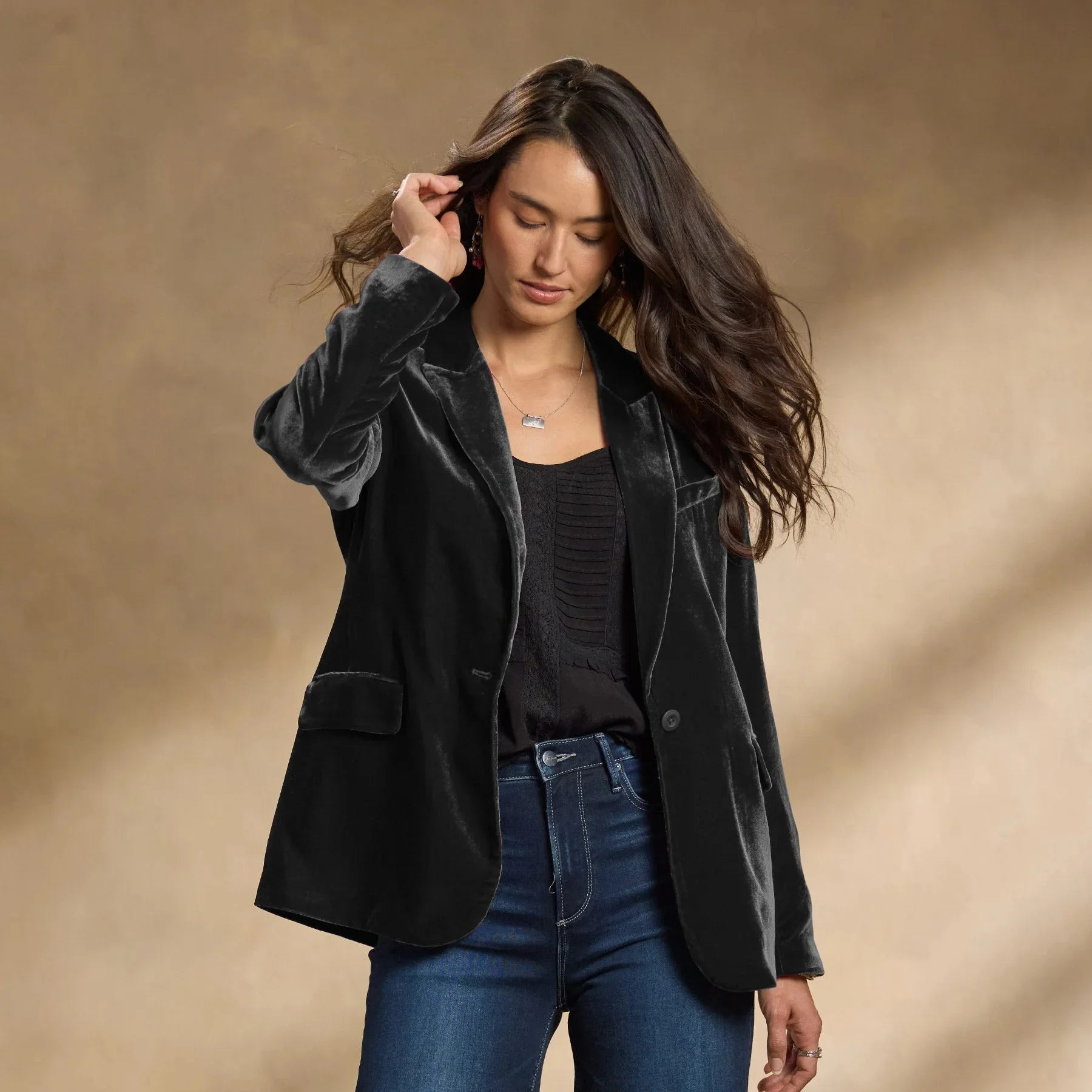 Western-Style Cropped Suit Jacket