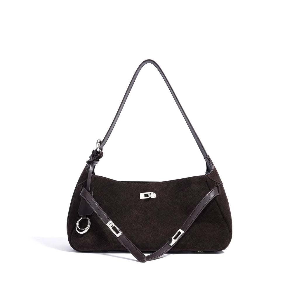 Suede Half Moon Shoulder Bag