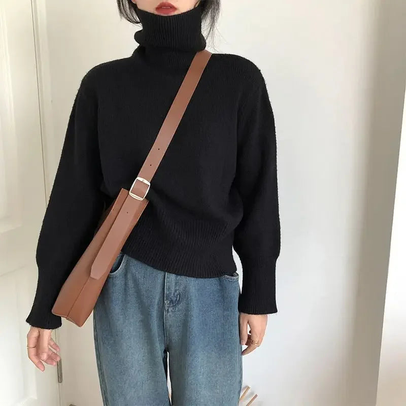 Oversized Vintage Knit Turtleneck Sweater