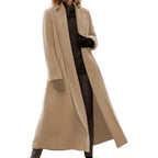 Open Stitch Wool-Blend Long Coat