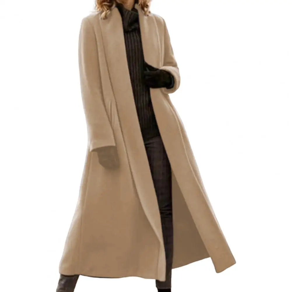 Open Stitch Wool-Blend Long Coat