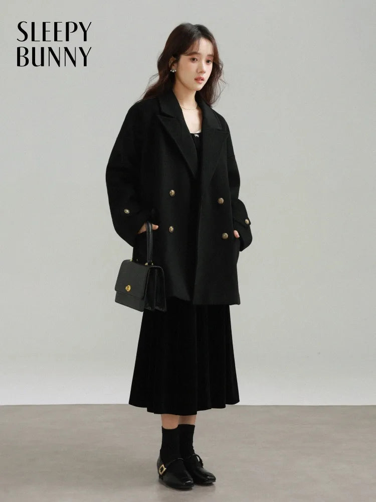 Short Double-Breasted Blazer Coat