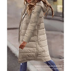 Mid-Length Hooded Puffer Cardigan Jacket